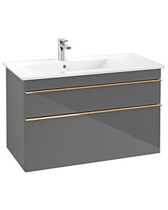 Villeroy und Boch Venticello Waschtisch-Unterschrank A92705FP 95,3 x 59 x 50,2 cm, Becken links, Griff Copper, Glossy Grey