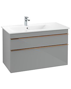 Villeroy und Boch Venticello Waschtisch-Unterschrank A92705RA 95,3 x 59 x 50,2 cm, Becken links, Griff Copper, Glass Glossy Grey