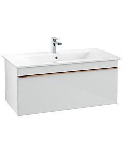Villeroy und Boch Venticello vanity unit A93505RE 95.3 x 42 x 50.2 cm, handle copper, glass Glossy White