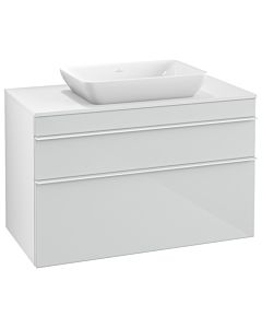 Venticello Villeroy und Boch vasque A94102RE 95,7 x 60,6 x 50,2 cm, centre de vanité, poignée blanche, verre Glossy White