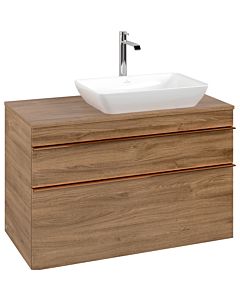 Venticello Villeroy und Boch vasque A94305RH 95,7x60,6x50,2cm, meuble sous-vasque droit, poignée Cuivre, Chêne Kansas