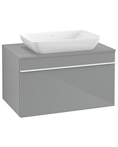 Villeroy und Boch Venticello A94502RA 75,7 x 43,6 x 50,2 cm, poignée blanche, verre Glossy Grey