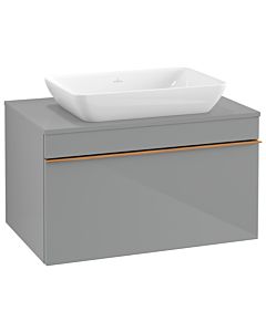 Villeroy und Boch Venticello vanity unit A94505RA 75.7 x 43.6 x 50.2 cm, handle copper, glass Glossy Grey