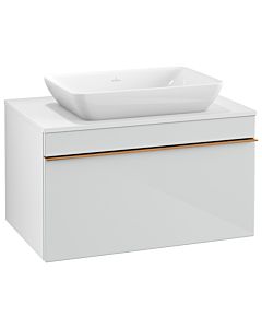 Villeroy und Boch Venticello vanity unit A94505RE 75.7 x 43.6 x 50.2 cm, handle copper, glass Glossy White