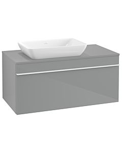 Villeroy und Boch Venticello Waschtisch-Unterschrank A94702RA 95,7 x 43,6 x 50,2 cm, Waschtisch links, Griff White, Glass Glossy Grey