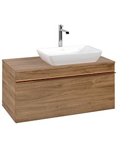 Venticello Villeroy und Boch vasque A94805RH 95,7x43,6x50,2cm, meuble sous-vasque droit, poignée Cuivre, Chêne Kansas