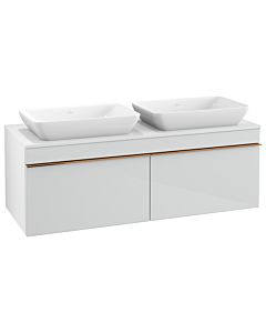 Villeroy und Boch Venticello Waschtisch-Unterschrank A94905RE 125,7 x 43,6 x 50,2 cm, Griff Copper, Glass Glossy White