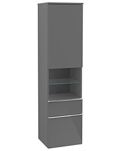 Villeroy und Boch Venticello Hochschrank A95211FP 40,4 x 154,6 x 37,2 cm, rechts, Griff Chrom, Glossy Grey