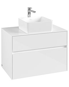 Villeroy und Boch Collaro Waschtischunterschrank C03700DH 80 x 54,8 x 50 cm, Waschtisch mittig, Glossy White