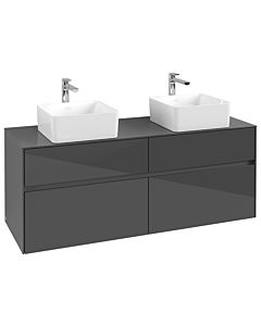 Villeroy und Boch Collaro vanity unit C04800FP 140 x 54.8 x 50 cm, for 2 Waschtische , Glossy Grey