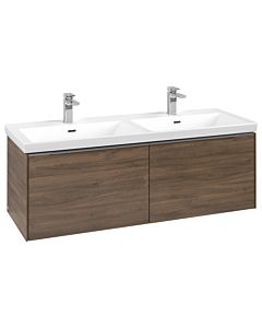Villeroy und Boch Subway 3.0 Waschtisch-Unterschrank C567L0VH 127,2x42,9x47,8cm, mit LED/Griff Aluminium glänzend, arizona oak