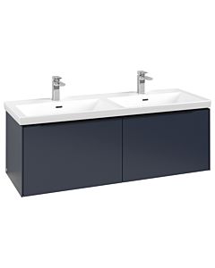 Villeroy und Boch Subway 3.0 Waschtisch-Unterschrank C567L1VQ 127,2x42,9x47,8cm, mit LED/Griff Volcano black, marine blue