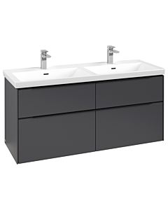 Villeroy und Boch Subway 3. 1930 vanity unit C568L1VR 127.2x56.6x47.8cm, with LED / handle Volcano black, graphite