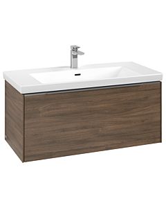Villeroy und Boch Subway 3.0 Waschtisch-Unterschrank C569L0VH 97,3x42,9x47,8cm, mit LED/Griff Aluminium glänzend, arizona oak