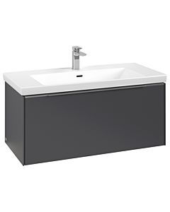Villeroy und Boch Subway 3. 1930 vanity unit C569L0VR 97.3x42.9x47.8cm, with LED / handle aluminum glossy, graphite