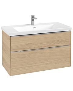 Villeroy und Boch Subway 3.0 Waschtisch-Unterschrank C57000VJ 97,3x57,6x47,8cm, ohne LED/Griff Aluminium glänzend, nordic oak