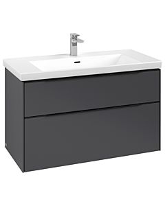 Villeroy und Boch Subway 3. 1930 vanity unit C57001VR 97.3x57.6x47.8cm, without LED / handle Volcano black, graphite
