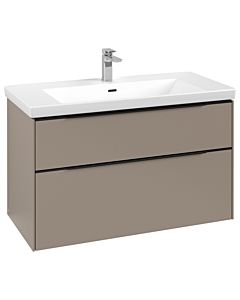 Villeroy und Boch Subway 3. 1930 vanity unit C570L1VM 97.3x57.6x47.8cm, with LED / handle Volcano black, taupe