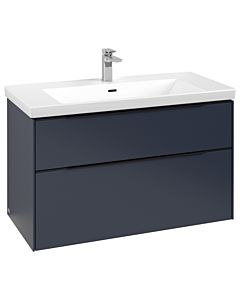 Villeroy und Boch Subway 3.0 Waschtisch-Unterschrank C570L1VQ 97,3x57,6x47,8cm, mit LED/Griff Volcano black, marine blue