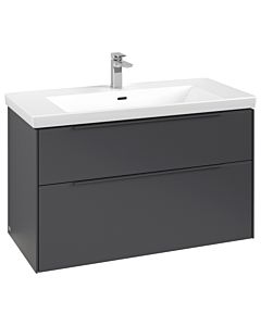 Villeroy und Boch Subway 3. 1930 vanity unit C570L2VR 97.3x57.6x47.8cm, with LED / handle monochrome, graphite