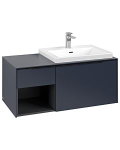 Villeroy und Boch Subway 3.0 Waschtisch-Unterschrank C57101VQ 100,1x42,25x51,6cm, ohne LED/Griff Volcano black, marine blue