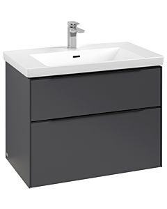 Villeroy und Boch Subway 3. 1930 vanity unit C574L1VR 77.2x57.6x47.8cm, with LED / handle Volcano black, graphite