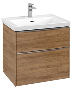 Villeroy und Boch Subway 3.0 Waschtisch-Unterschrank C576L0RH 62,2x57,6x47,8cm, mit LED/Griff Aluminium glänzend, kansas oak