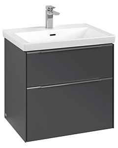 Villeroy und Boch Subway 3. 1930 vanity unit C576L0VR 62.2x57.6x47.8cm, with LED / handle aluminum glossy, graphite