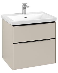 Villeroy und Boch Subway 3.0 Waschtisch-Unterschrank C576L1VN 62,2x57,6x47,8cm, mit LED/Griff Volcano black, cashmere grey