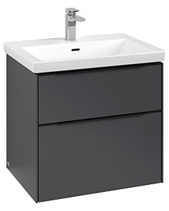 Villeroy und Boch Subway 3. 1930 vanity unit C576L1VR 62.2x57.6x47.8cm, with LED / handle Volcano black, graphite