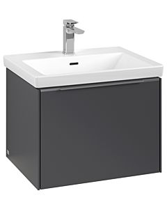 Villeroy und Boch Subway 3.0 Waschtisch-Unterschrank C577L0VR 57,2x42,9x47,8cm, mit LED/Griff Aluminium glänzend, graphite