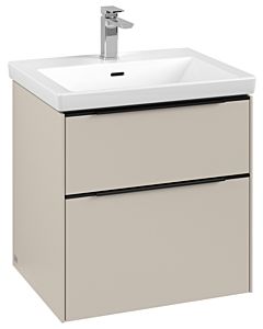 Villeroy und Boch Subway 3.0 Waschtisch-Unterschrank C578L1VN 57,2x57,6x47,8cm, mit LED/Griff Volcano black, cashmere grey