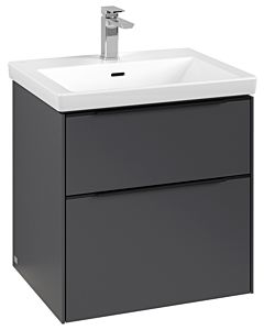 Villeroy und Boch Subway 3.0 Waschtisch-Unterschrank C578L1VR 57,2x57,6x47,8cm, mit LED/Griff Volcano black, graphite