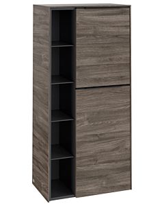 Villeroy und Boch Subway 3. 1930 center cabinet C59901RK 57.4x120x36.2cm, hinge right / handle Volcano black, stone oak