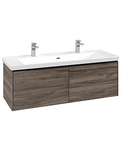 Villeroy und Boch Subway 3. 1930 vanity unit C601L1RK 127.2x42.9x47.8cm, with LED / handle Volcano black, stone oak