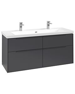 Villeroy und Boch Subway 3.0 Waschtisch-Unterschrank C602L2VR 127,2x57,6x47,8cm, mit LED/Griff monochrom, graphite