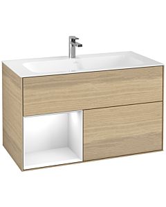 Villeroy und Boch Finion Waschtischunterschrank F030GFPC 99,6x59,1x49,8cm, Regal links Glossy white lacquer, Oak Veneer