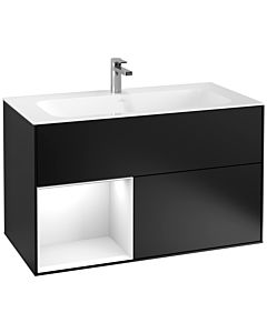 Villeroy und Boch Finion Villeroy und Boch Finion F030GFPD 99.6x59.1x49.8cm, shelf left glossy white lacquer, black matt lacquer