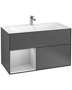 Villeroy und Boch Finion Waschtischunterschrank F030GJGK 99,6x59,1x49,8cm, Regal links Light grey matt, Anthracite matt