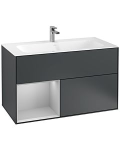 Villeroy und Boch Finion Waschtischunterschrank F030GJHG 99,6x59,1x49,8cm, Regal links Light grey matt, Midnight Blue Matt Lacquer