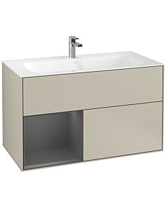 Villeroy und Boch Finion Waschtischunterschrank F030GKHH 99,6x59,1x49,8cm, Regal links Anthracite matt, Sand Matt Lacquer