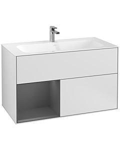 Villeroy und Boch Finion Waschtischunterschrank F030GKMT 99,6x59,1x49,8cm, Regal links Anthracite matt, White matt lacquer