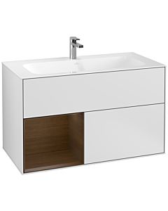 Villeroy und Boch Finion Waschtischunterschrank F030GNMT 99,6x59,1x49,8cm, Regal links Walnut veneer, White matt lacquer