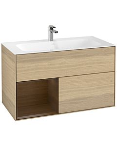 Villeroy und Boch Finion Waschtischunterschrank F030GNPC 99,6x59,1x49,8cm, Regal links Walnut veneer, Oak Veneer
