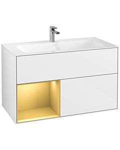 Villeroy und Boch Finion Villeroy und Boch Finion F030HFGF 99.6x59.1x49.8cm, shelf on the left matt gold, glossy white lacquer