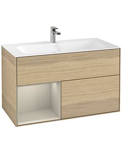 Villeroy und Boch Finion Villeroy und Boch F030HHPC 99,6x59,1x49,8cm, étagère à gauche Sand Matt Lacquer , Oak Veneer