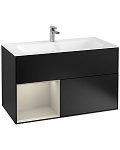 Villeroy und Boch Finion Villeroy und Boch Finion F030HHPD 99.6x59.1x49.8cm, shelf left Sand Matt Lacquer , black matt lacquer