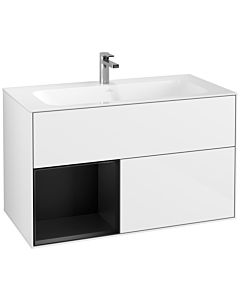 Villeroy und Boch Finion Villeroy und Boch F030PDGF 99,6x59,1x49,8cm, étagère gauche laqué noir mat, laqué blanc brillant
