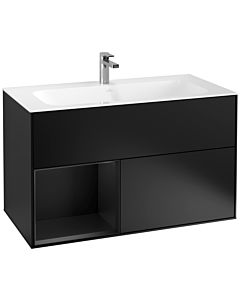 Villeroy und Boch Finion Waschtischunterschrank F030PDPD 99,6x59,1x49,8cm, Regal links Black matt lacquer, Black matt lacquer