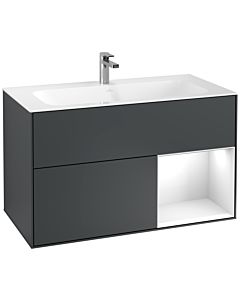 Villeroy und Boch Finion Waschtischunterschrank F040GFHG 99,6x59,1x49,8cm, Regal rechts Glossy white lacquer, Midnight Blue Matt Lacquer